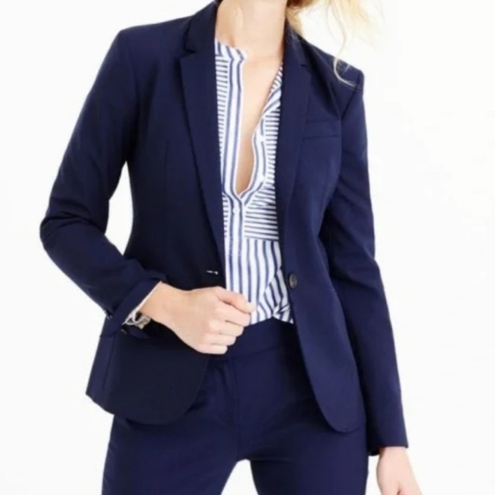 J. Crew 1035 Bi-Stretch Wool Tollegno 1900 Blazer - Navy